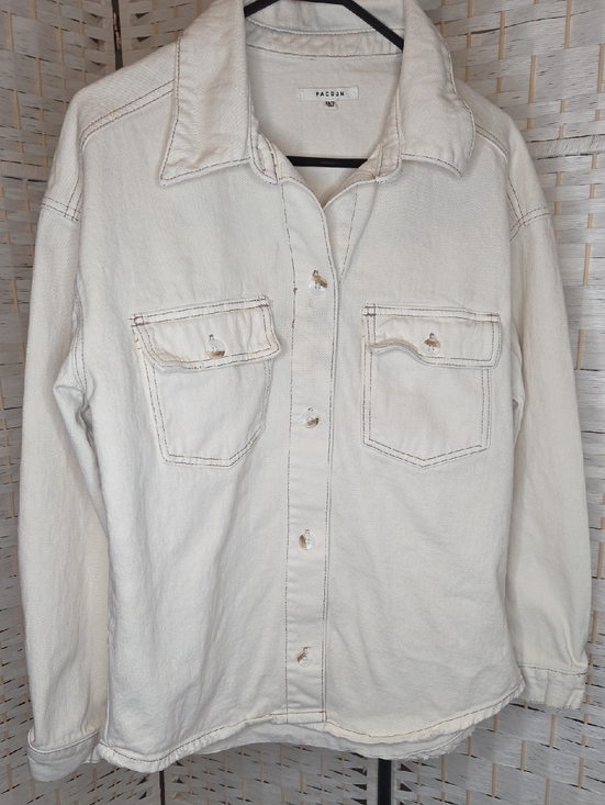 PacSun Jackets & Blazers - PacSun Cream Button-Up Denim Shacket